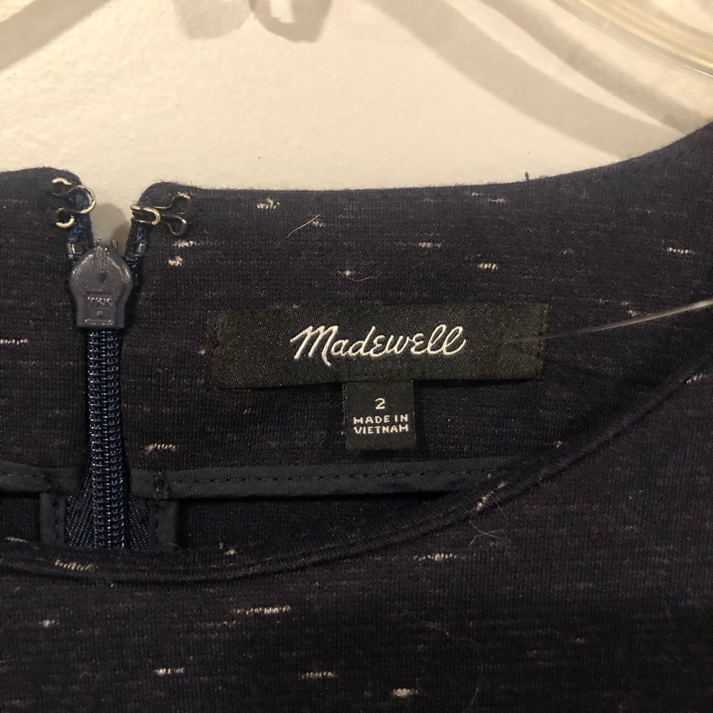 ⭕️PRICE FIRM Madewell Navy Long Sleeve Dress with Speckled Design Size 2 - Picture 4 of 7